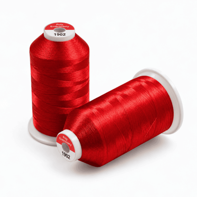Red embroidery thread cones