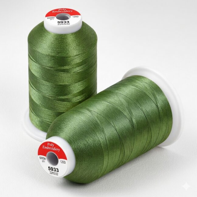 Green embroidery thread cones
