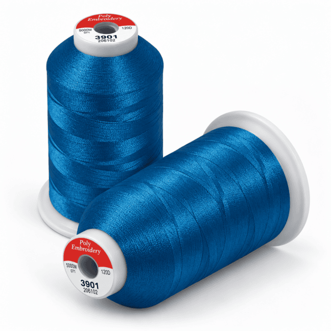 Blue embroidery thread cones