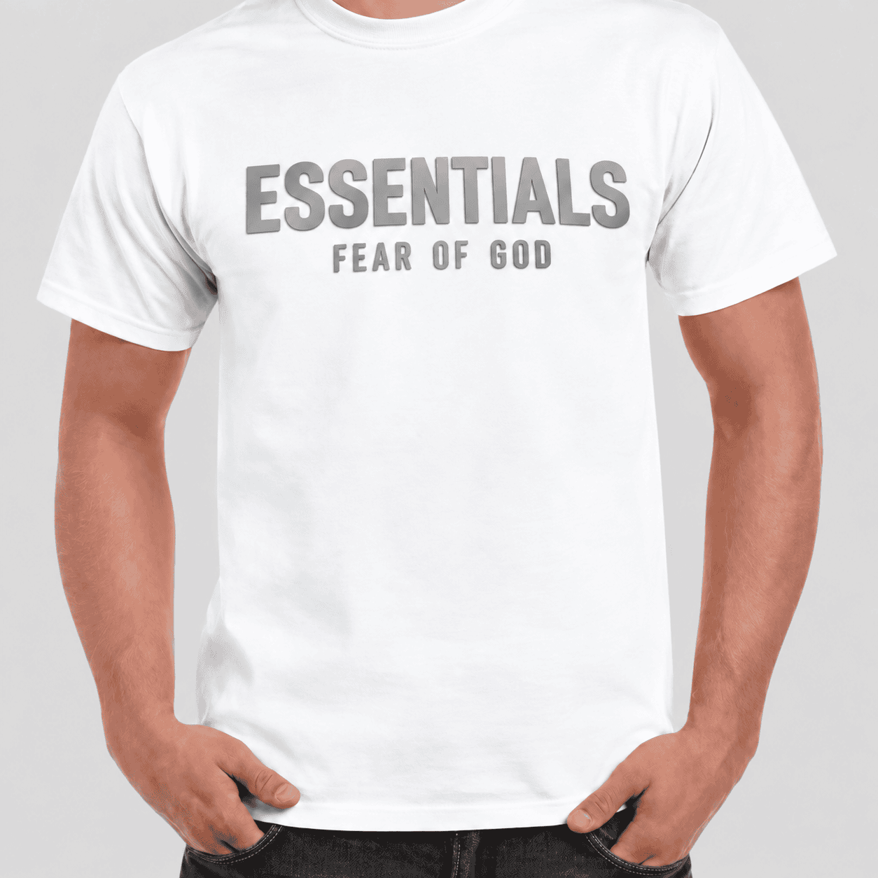 Rubber heat transfer vinyl on a white t-shirt