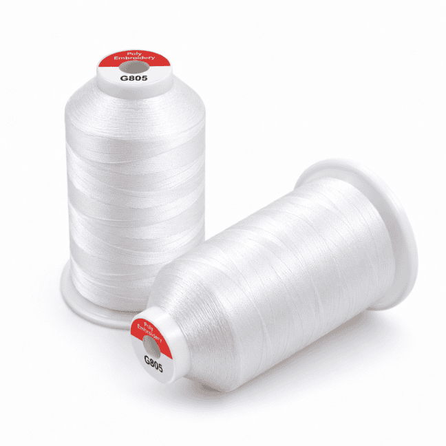 White embroidery thread cones