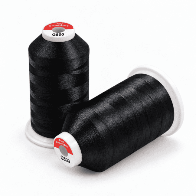 Black embroidery thread cones